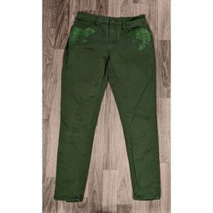 Destination Disney Juniors Size 5 Pockets Scalloped Pattern Green Denim Jeans‎